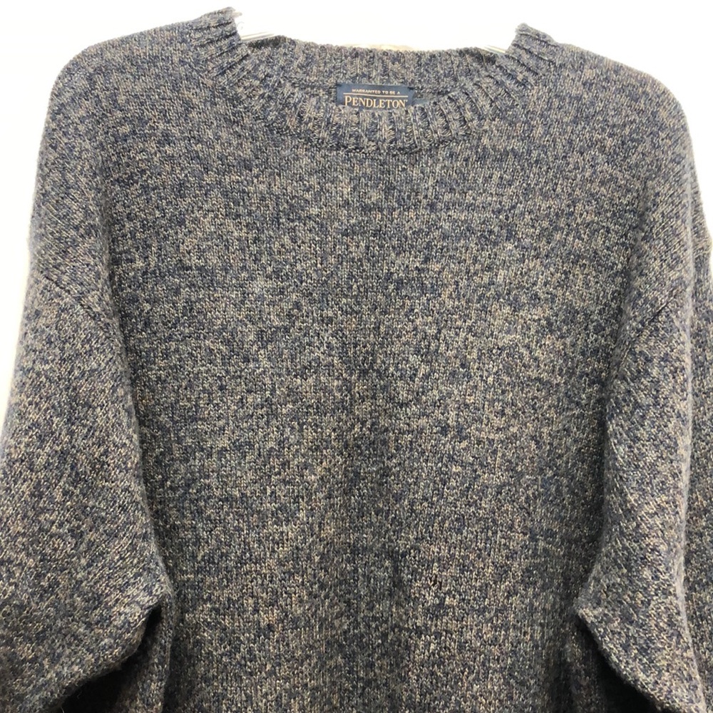 Pendleton Shetland Washable Wool Crewneck Men's xxl Blue brown flecks Sweater